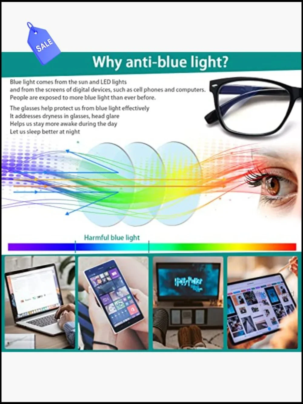 3 Pack Progressive Multifocus Reading Glasses Blue Light Blocking Spring Hinge